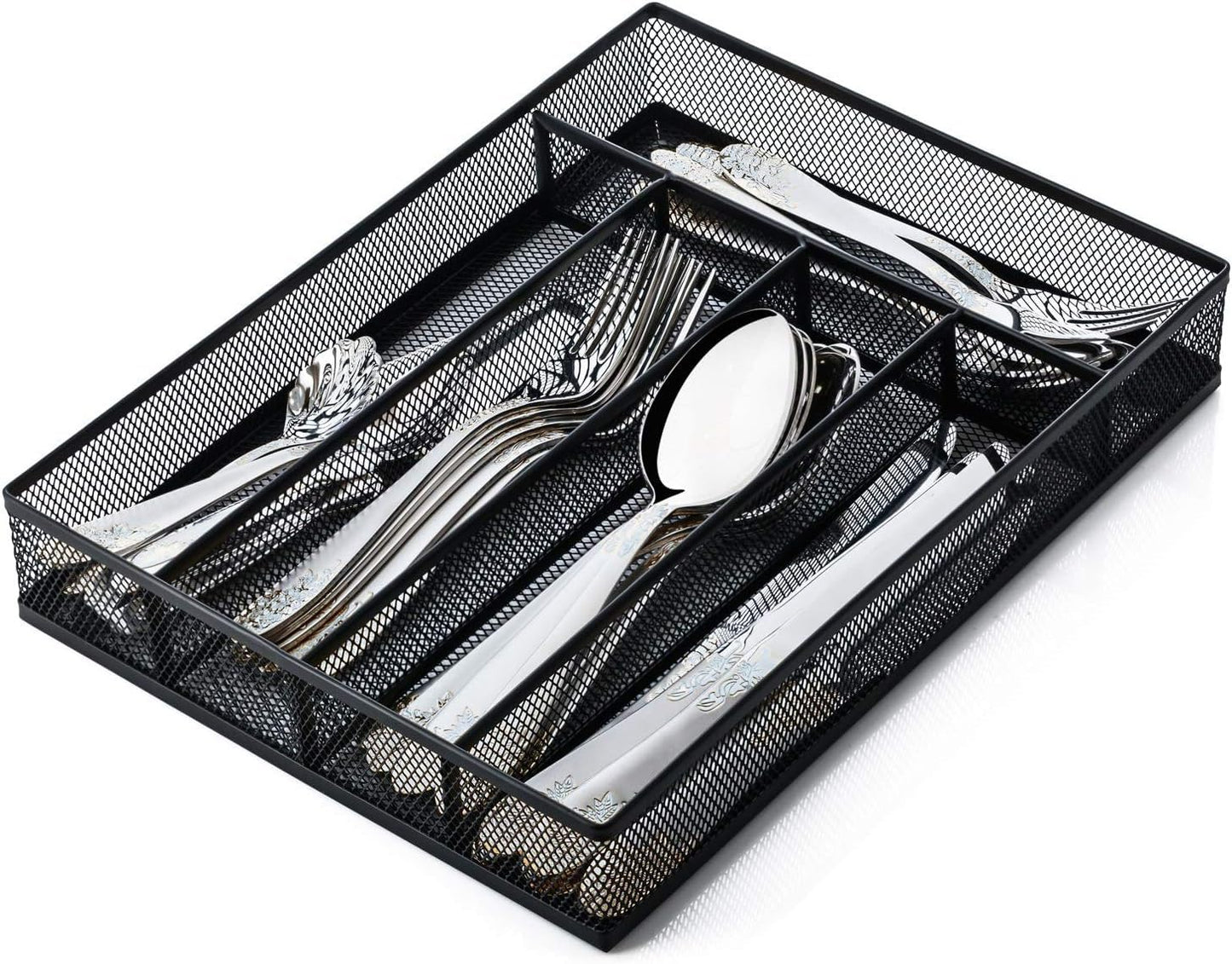 Sedegn mesh silverware tray for drawer: 5 Compartments for Easy Sorting