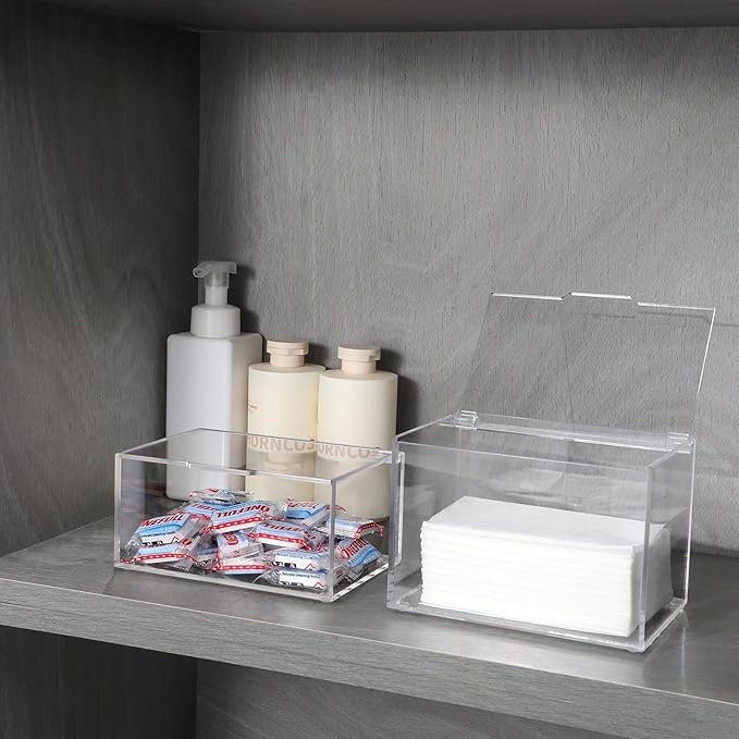 rejomiik Thick Acrylic Dryer Sheet Holder Clear Container for Laundry Room Organize and Storage, Dispenser for Dryer Sheets, Fabric Softener, Large
