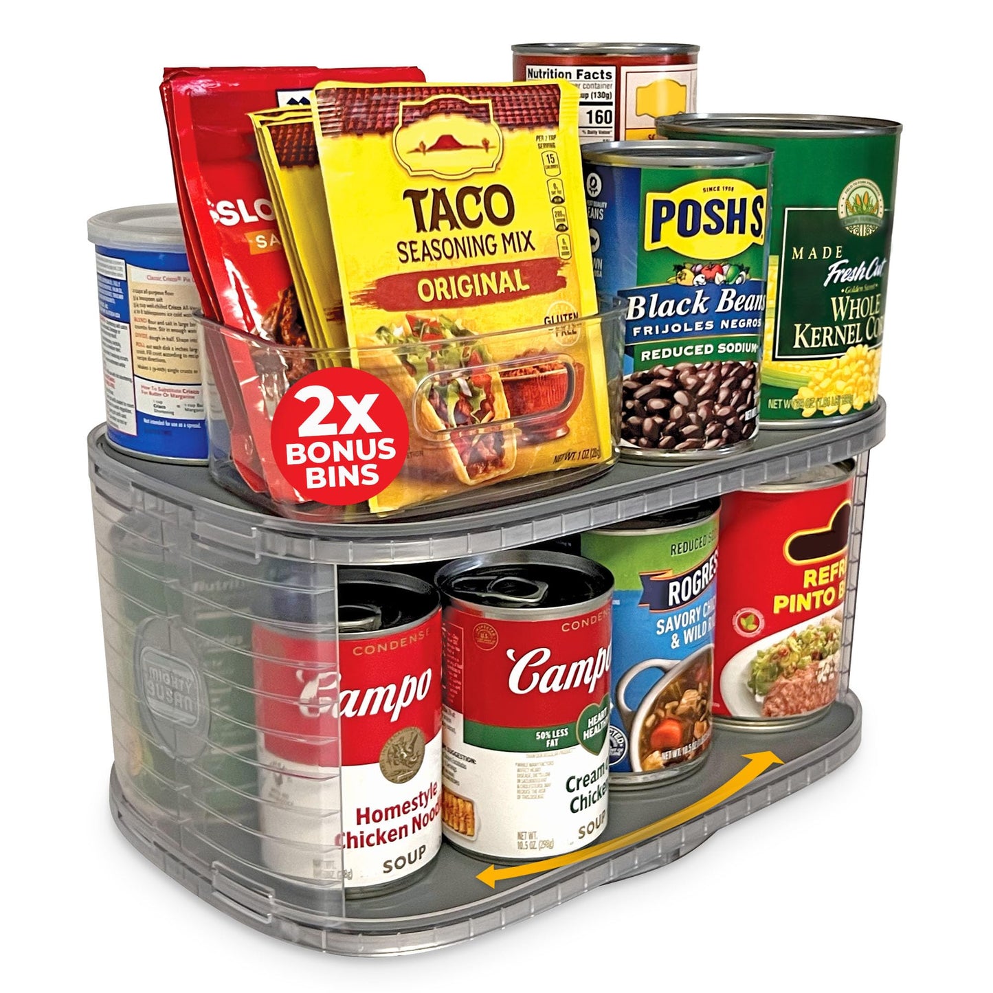 Mighty Susan 2-Tier Lazy Susan Organizer for Cabinet, Steel Reinforced