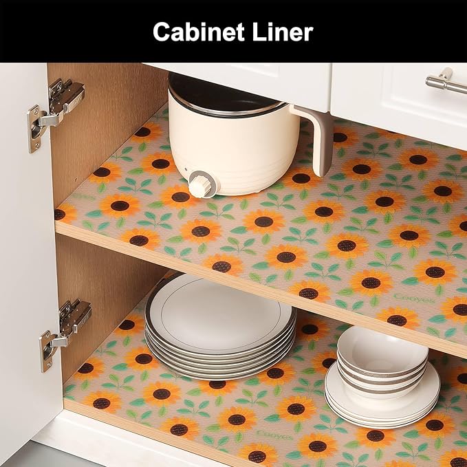 Cooyes Shelf Liner – Premium Non-Adhesive Cabinet & Drawer Liner for Kitchen – Waterproof Shelf Paper with Modern Pattern – Durable EVA Cabinet Mat – Easy to Cut （12" W x 240" L）