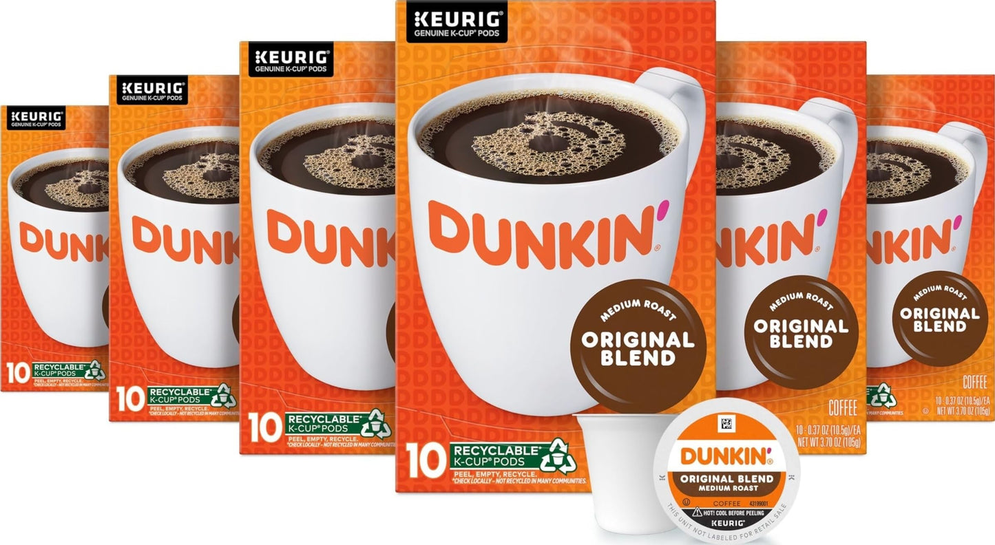 Dunkin’ Original Blend Medium Roast Coffee, Keurig K-Cup Pods, 60 Count