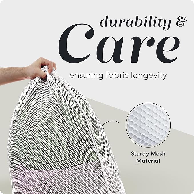 Handy Laundry Mesh XL Laundry Bags - Durable, Machine Washable with Secure Drawstring Closure - Perfect for College Dorms, Laundromats, Apartments (White, 2-Pack)