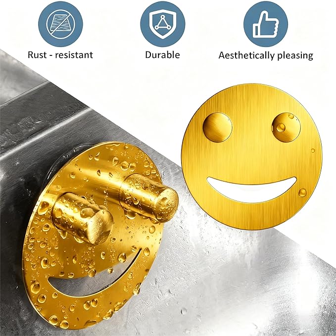 Stainless Steel Smiley Face Sponge Holder, Silver Sink Caddy Organizer Storage with Suction Cup for Kitchen, Kitchen Accessories Decor Scrubber-Gold
