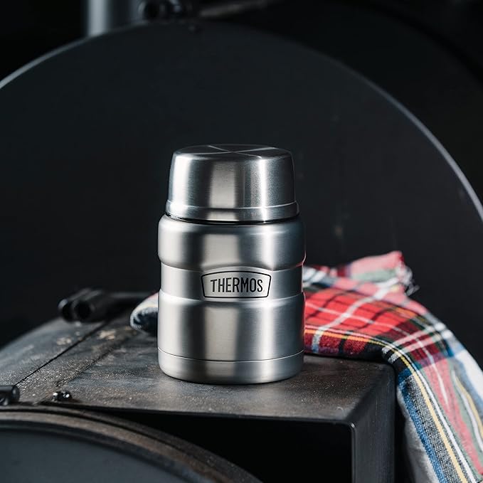 THERMOS Stainless King Vacuum-Insulated Food Jar with Spoon, 16 Ounce, Rustic Red (Pack of 4)