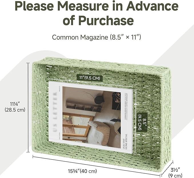 StorageWorks Bathroom Vanity Tray for Countertop, Bathroom Counter Tray for Decorative, Toilet Paper Baskets, Green, Larger, 2 Pack