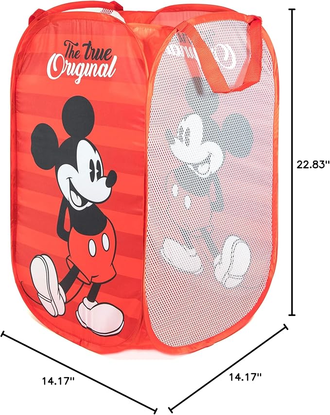 Jay Franco Disney Mickey Mouse Pop Up Hamper - Mesh Laundry Basket/Bag with Durable Handles (Official Disney Product)