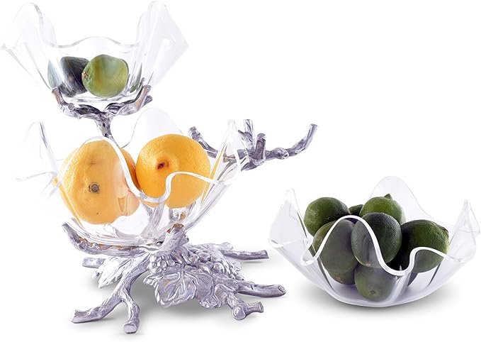 Arthur Court Grape 3-Tier Acrylic Bowl Stand - Elegant Serving Solution for Parties - 9.5 x 12 Inches
