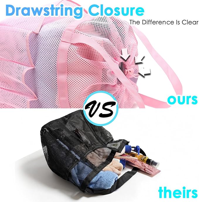 Mesh Shower Caddy Portable with Drawstring, Dorm Room Essentials for College Girls Guys, 8-Pocket Extra Large Shower Bag Basket Tote for Camping Beach Gym Travel Toiletry Bathroom