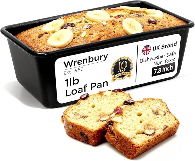 Wrenbury Large 2lb Loaf Pan for Baking Bread – Non Stick Carbon Steel Bread Pan 9.5 Inch for Homemade Banana Cake and Meatloaf – PTFE Free Bakeware