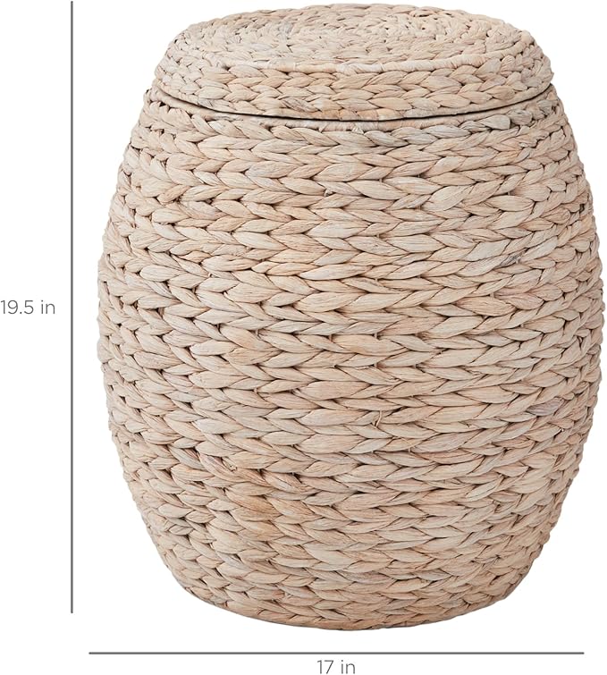 Best Choice Products Multipurpose Hyacinth Storage Basket, Plant Décor, Handwoven Organizer Tote for Bedroom, Living Room, Nursery, w/Lid - Whitewash