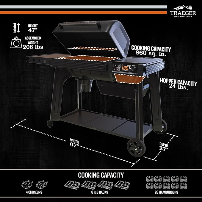 Traeger Woodridge Pro Wood Pellet Grill & Smoker, 970 Sq In, WiFi