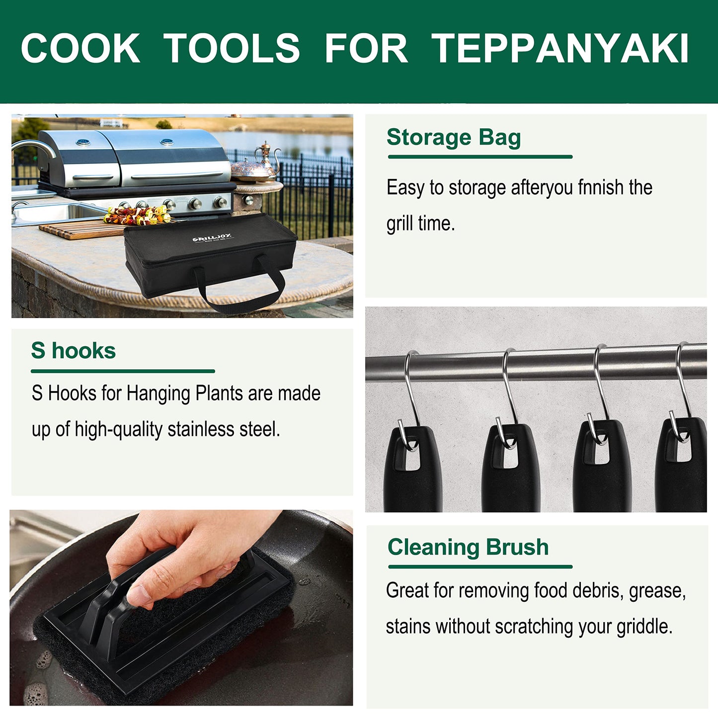 Grilljoy 46PC Griddle Tool Set – Stainless Steel Spatula Kit
