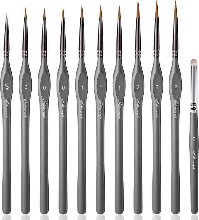 Golden Maple Miniature Model Paint Brushes-10pcs Micro Detail Paint Brush Set,Small Fine Detail Brushes for Acrylic, Oil, Watercolor & Paint by Number,Figurine