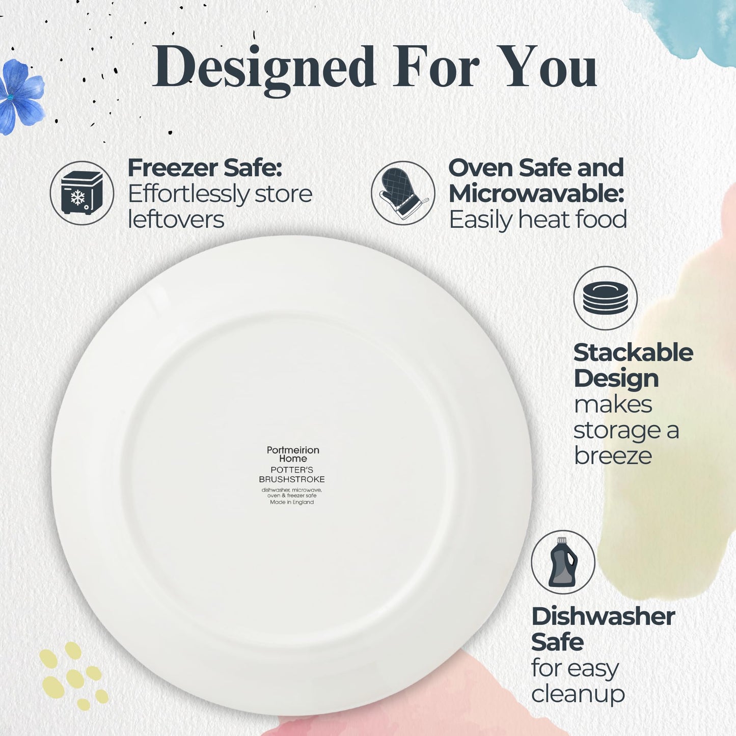 Portmeirion Potter's Mist Dinner Plate - Blue, Set of 4