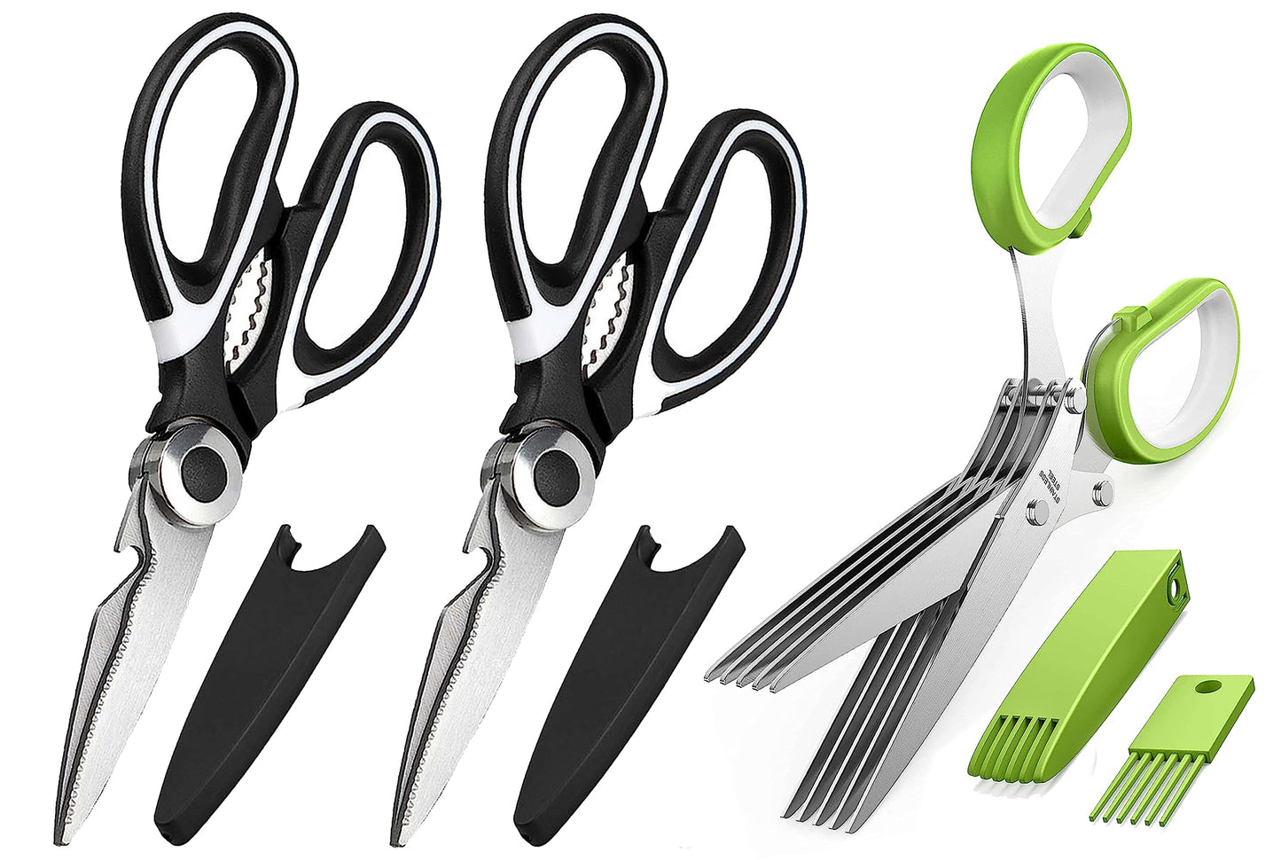 OMDAR Bat Kitchen Scissors All Purpose 2 Pack - Halloween Goth Cute Kitchen Shears - Heavy Duty Stainless Steel Cooking Shears for Cutting Meat, Food, Poultry - with Magnetic Blade Guards