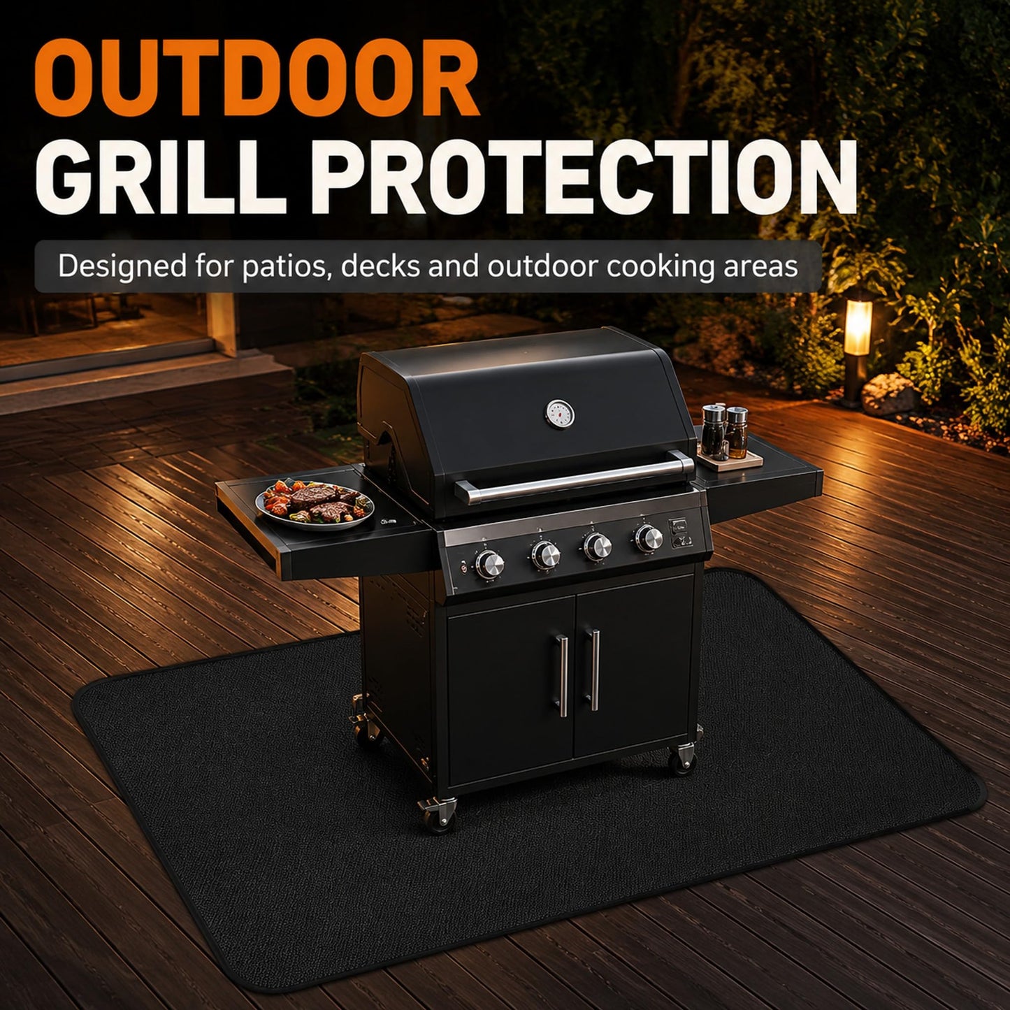 UBeesize 60x36 inch Under Grill Mat for Outdoor Grill Deck Protector