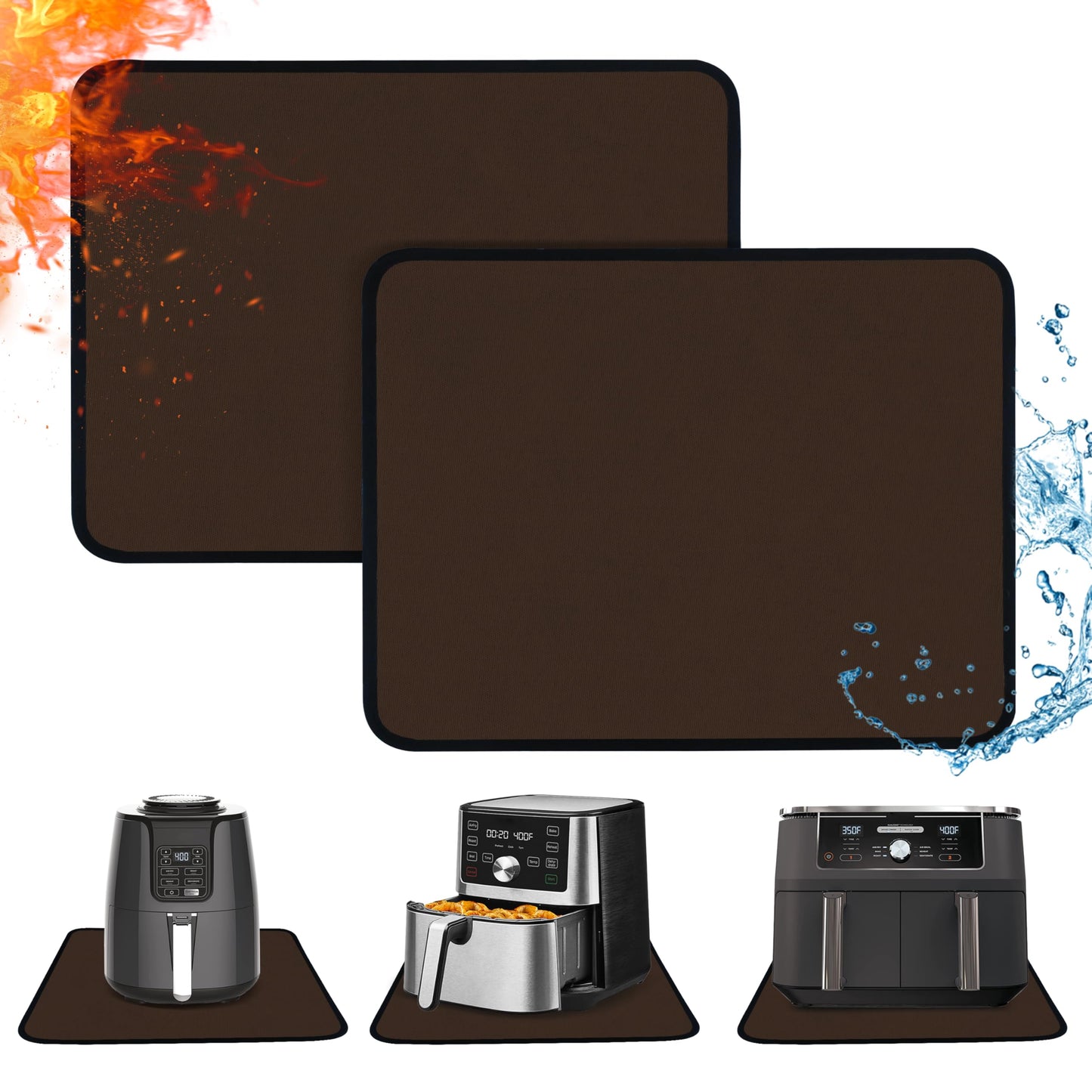 Amerbro 2 PCS Heat Resistant Mats for Countertop Air Fryer, 18x15in, Black