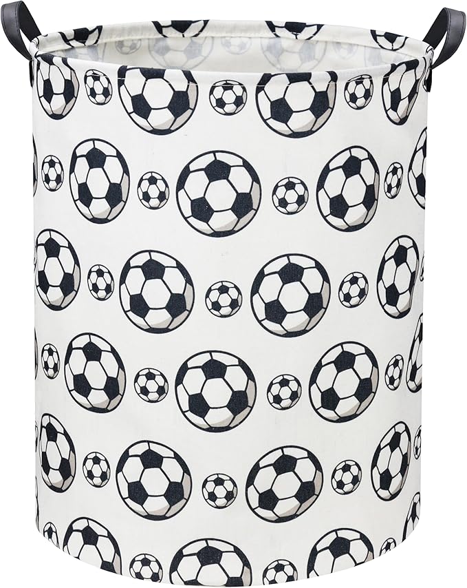 Kids Laundry Basket Soccer Hamper for Nursery Hamper Cute Kids Storage Bin Organizer Room Decor for Home(Black soccer)