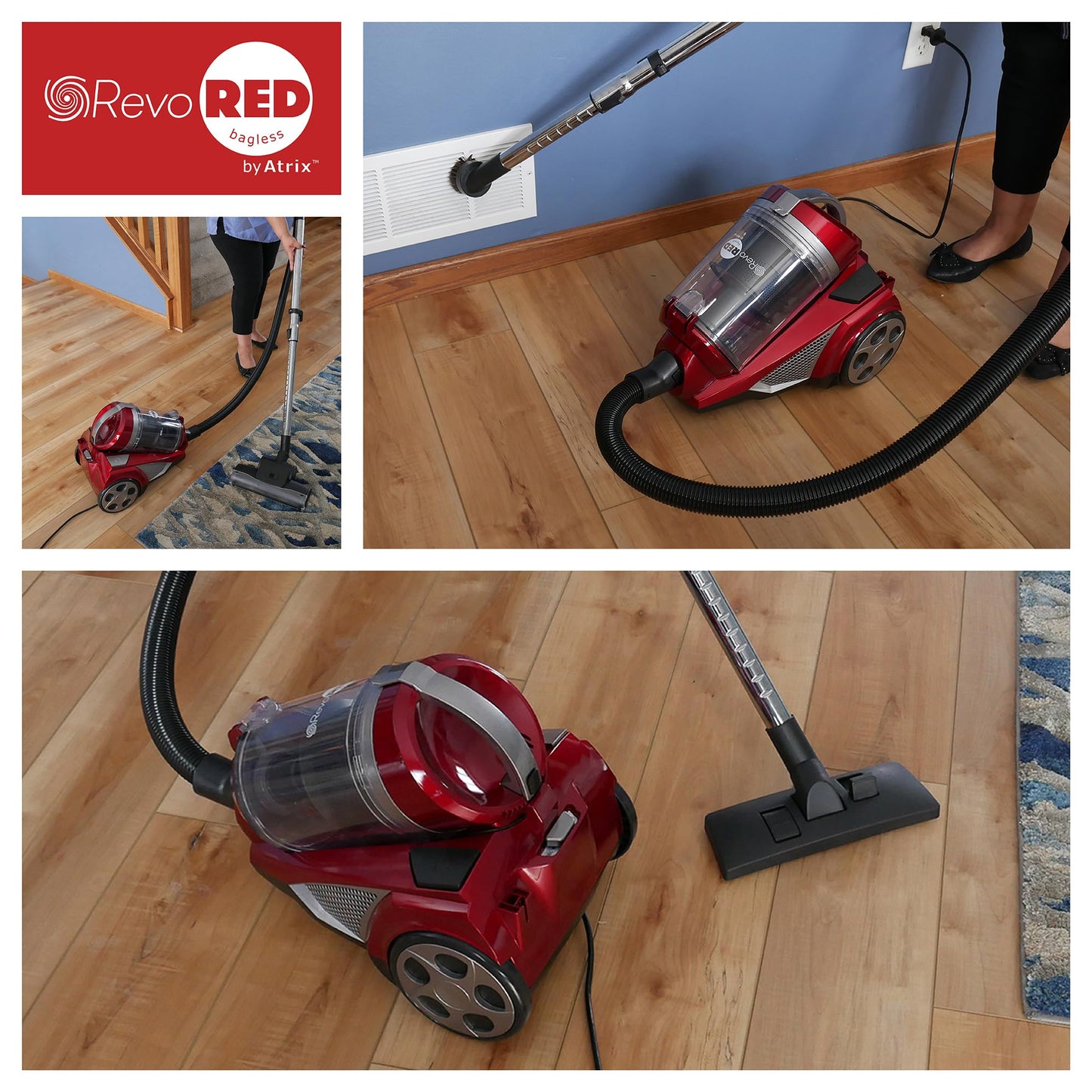 Atrix AHC-RR Revo Red Canister Vacuum Bagless