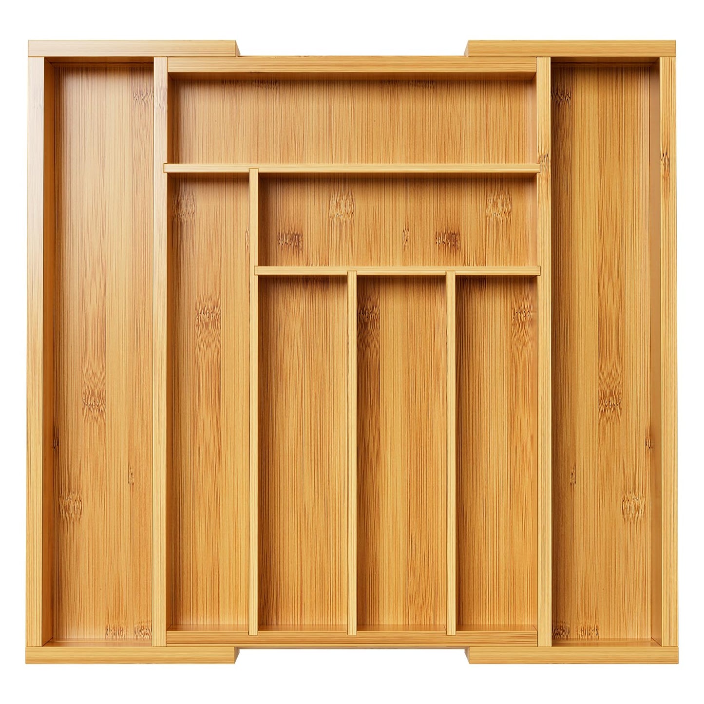Pipishell Bamboo Expandable Drawer Organizer for Utensils Holder, Adjustable Cutlery Tray, Wood Drawer Dividers Organizer for Silverware, Flatware, Knives in Kitchen, Bedroom, Living Room (White)