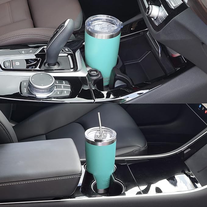 WETOWETO 20oz Tumbler with 2 lids and 2 straws, Stainless Steel Vacuum Insulated Water Coffee Tumbler Cup, Double Wall Powder Coated Spill-Proof Travel Mug Thermal Cup (Light Green, 1 Pack)