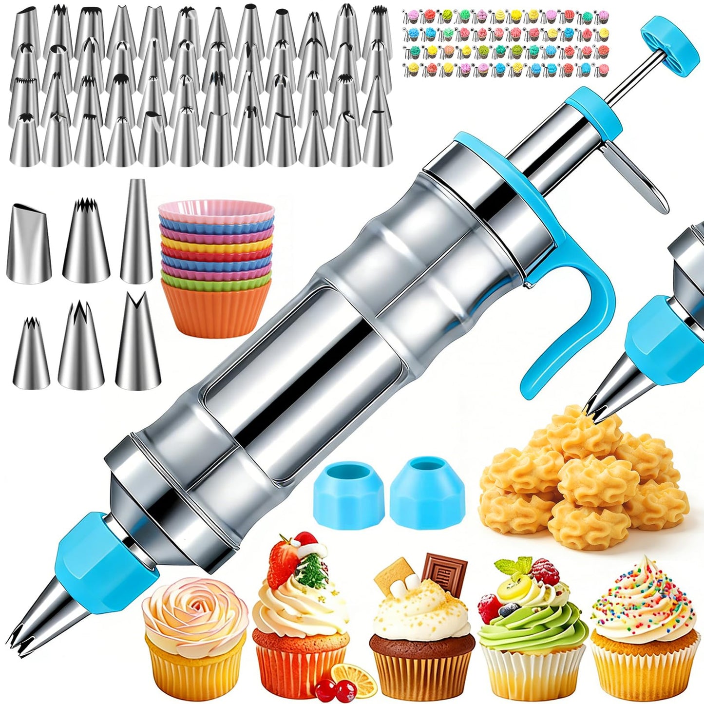 Suuker Cake Decorating Kit, Icing Gun with 54 Piping Tips and 2 Couplers