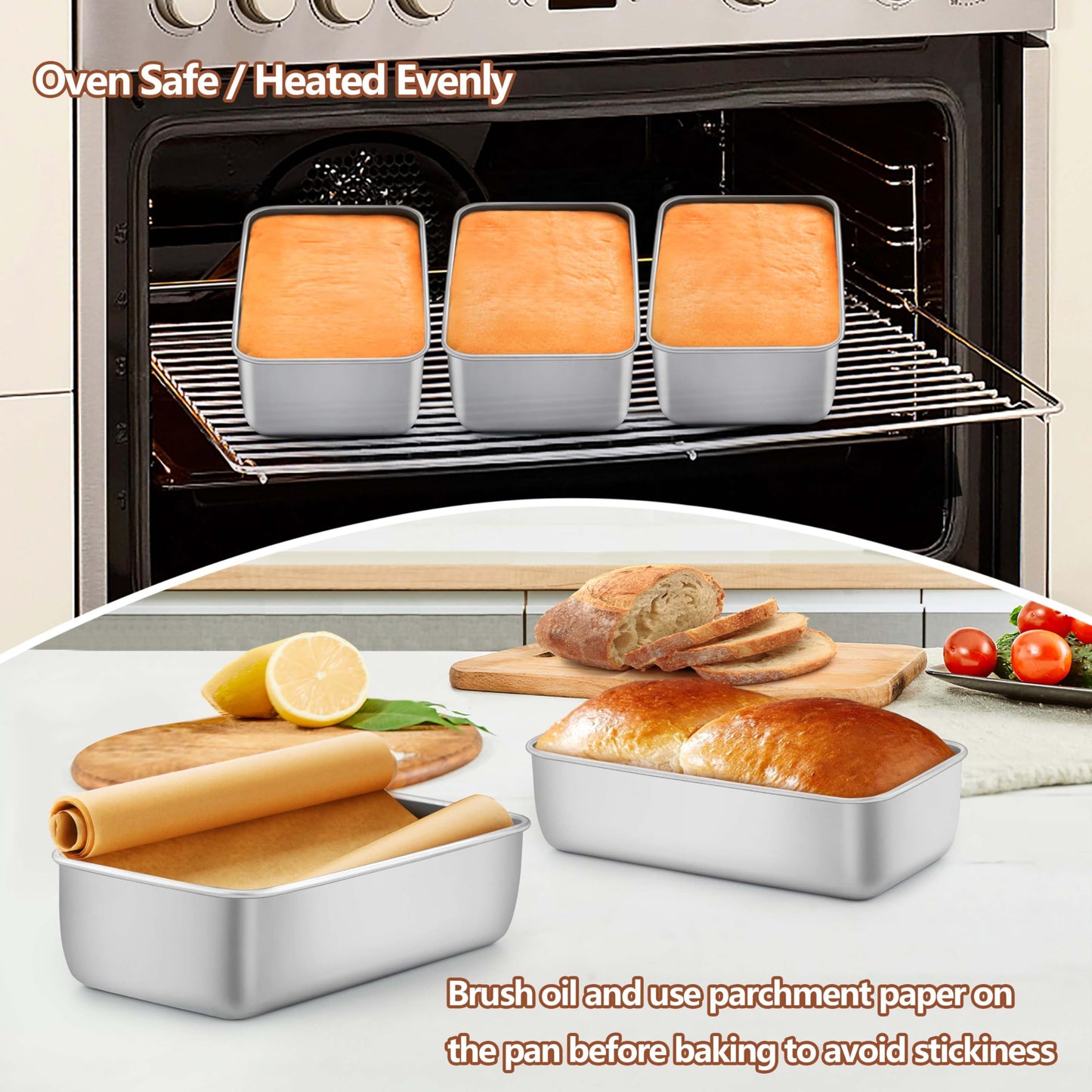 LIANYU Loaf Pan for Baking Bread, 9x5In Stainless Steel Bread Pan, 4 Pack