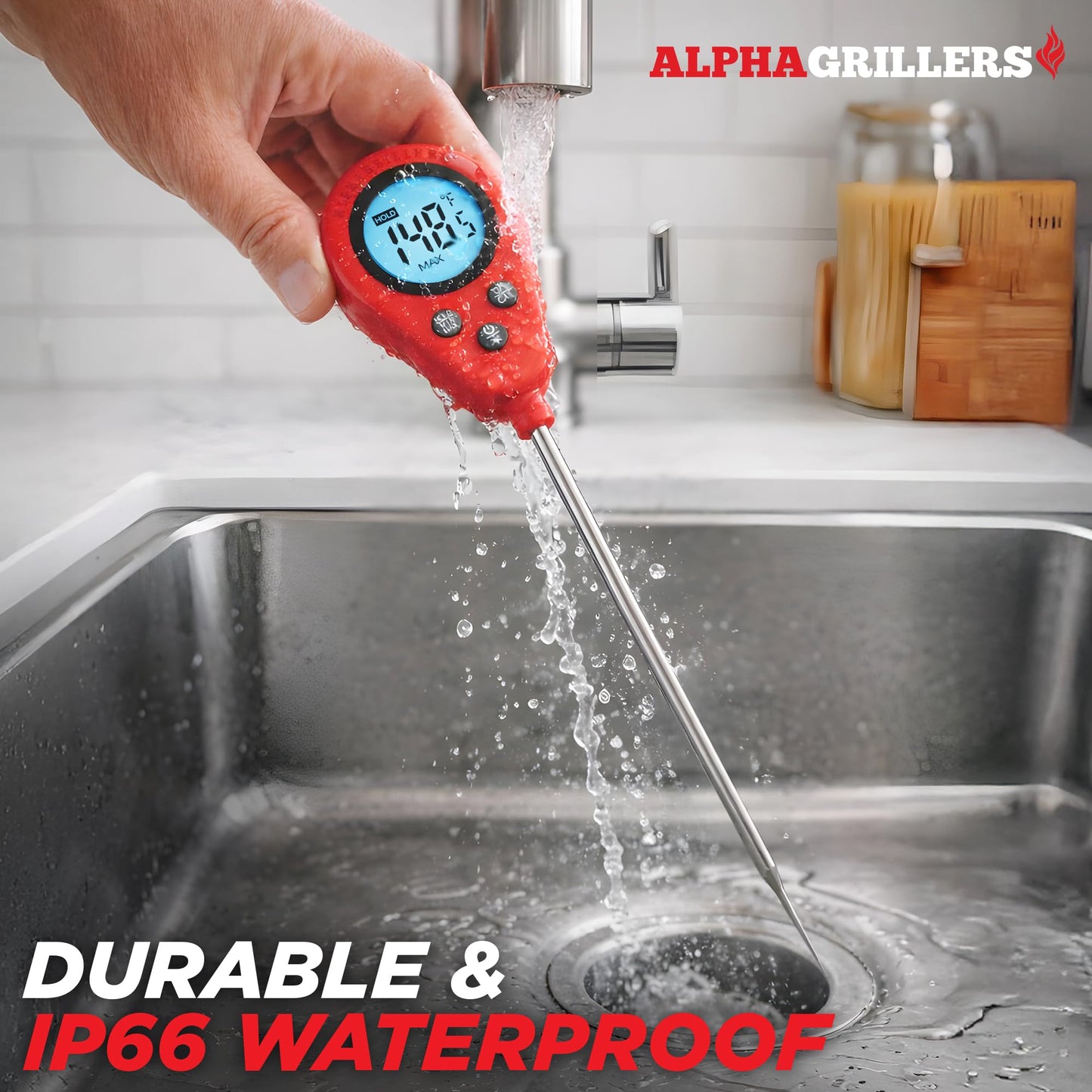 Alpha Grillers Instant Read Meat Thermometer Digital Probe for Food & Bread