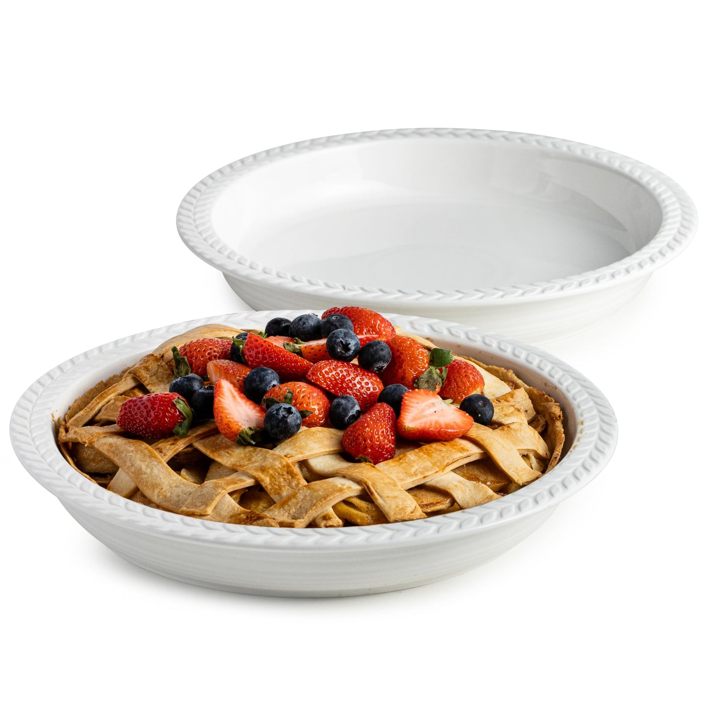 Cormomu Deep Dish Pie Pan with Lid for Baking, 11 inch Pie Dish with Cover