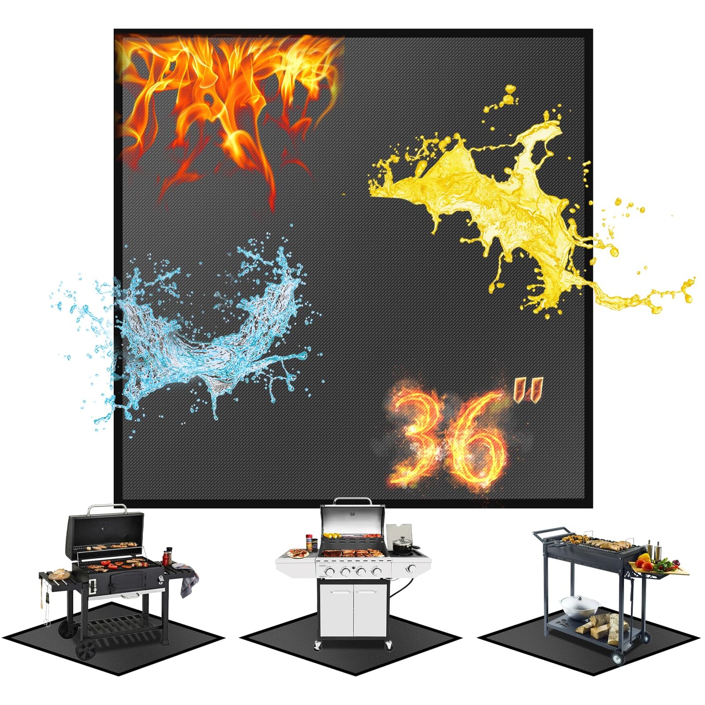 60 ×52 Inch Under Grill Mats for Outdoor Grill & Grill Mat for Under BBQ