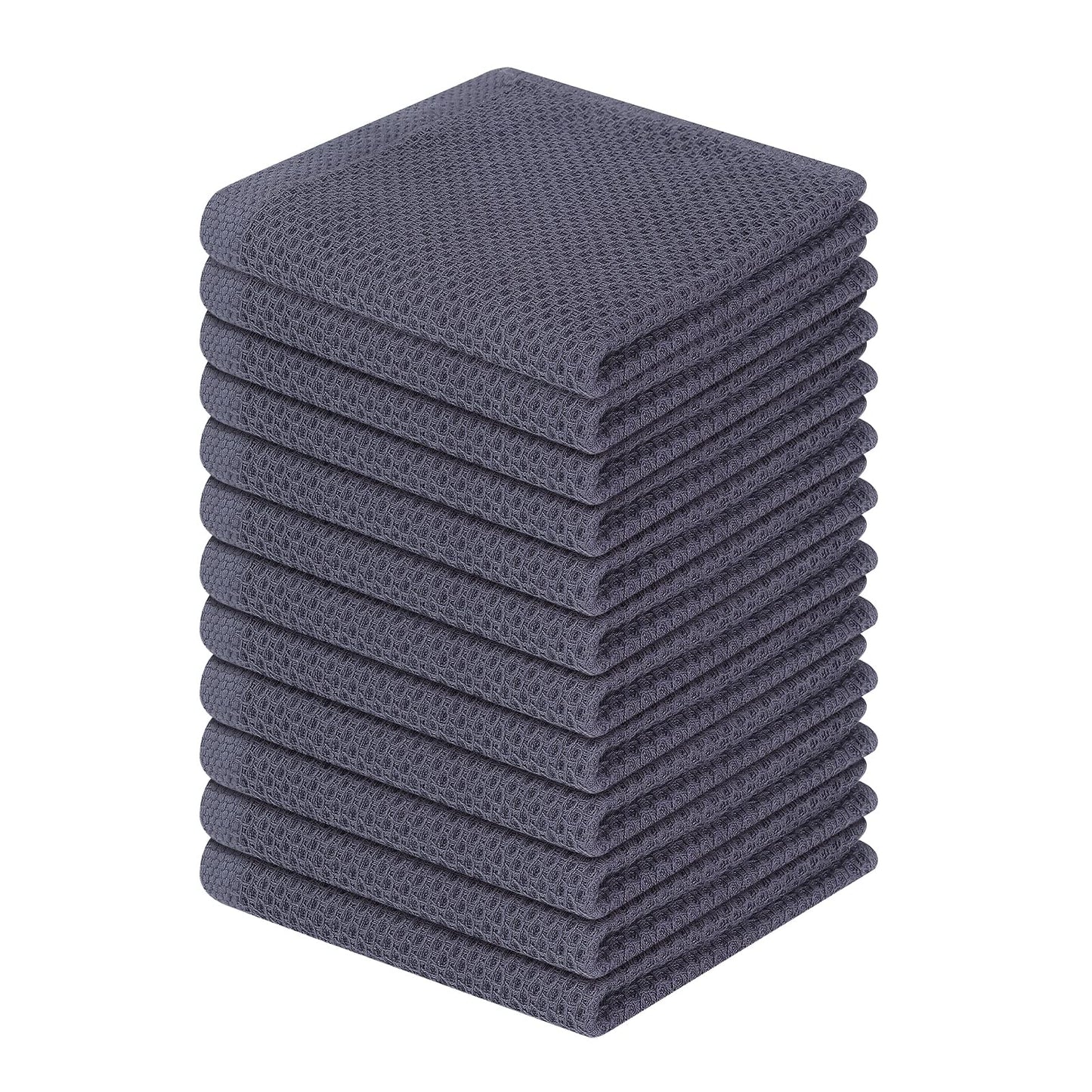 Homaxy 100% Cotton Waffle Weave Kitchen Dish Cloths, Ultra Soft Absorbent Quick Drying Dish Towels, 12 x 12 Inches — 13 x 28 - 12 Pack — 12 x 12 - 12 Pack