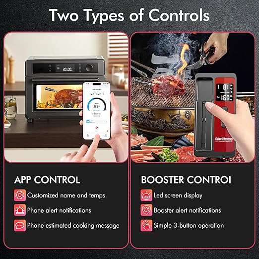 CaloriMastery Wireless Smart Bluetooth Meat Thermometer Digital for BBQ, Grill, Oven, Smoker, 500ft Range Cooking Thermometer with Ultra-Thin Wireless Meat Probe, Perfect for Steak, Chicken, Turkey