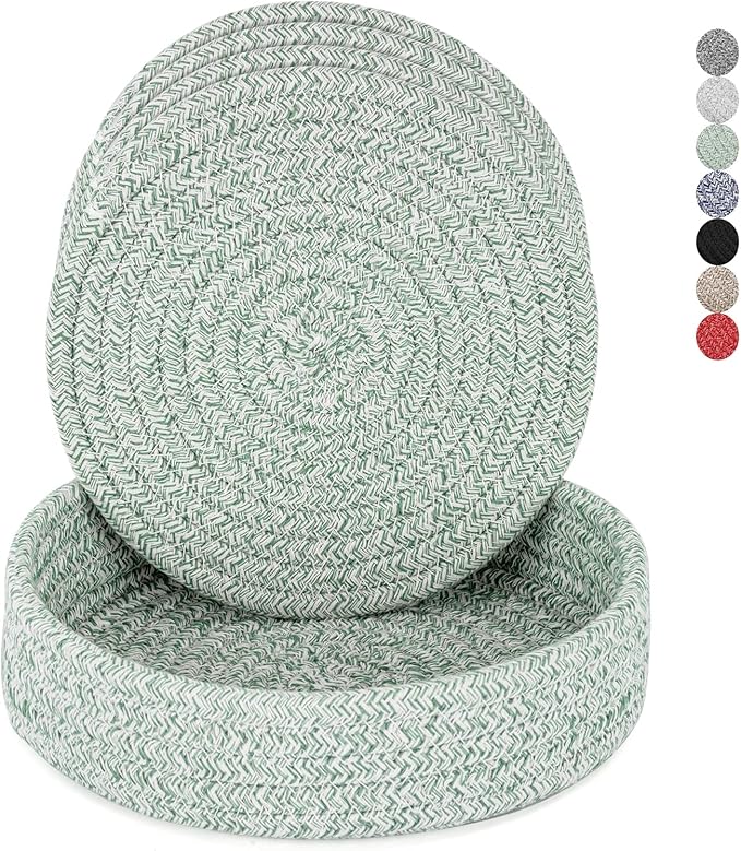 Trivets for Hot Dishes, Pots and Pans, Hot Pads with Storage Basket, Pot Holders for Kitchen, Heat Resistant Mat Protect Counter Home Essentials, Farmhouse Decor (Deep Gray 4 PCS)
