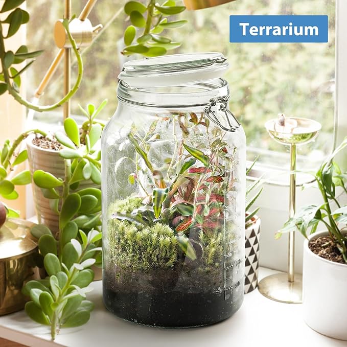 1 Gallon Round Glass Storage Jars, Airtight Glass Pickle Jars, Mason Jars