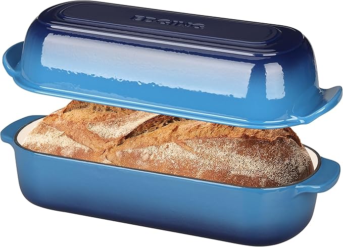 EDGING CASTING Enameled Cast Iron Loaf Pan with Lid, Bread pan, Dutch Oven Bread pan for Homemade Sourdough Bread Baking, 12.5x5.5 inch, 5qt, Red