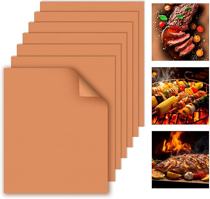 WIBIMEN Grill Mats for Outdoor Grill, Copper 7pcs Grill Mat