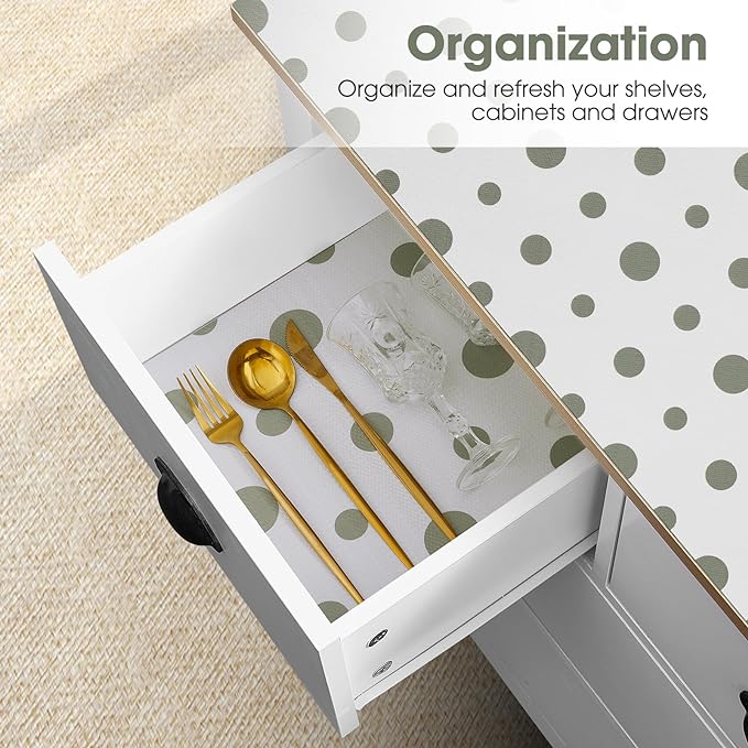 Beautysaid Shelf and Drawer Liner for Kitchen Cabinet, Non Adhesive Non Slip Shelf Paper Waterproof Washable Thickened for Dresser Pantry Shelve Bathroom Protector Liner(Polka Dot,23.6 in x 20 FT)