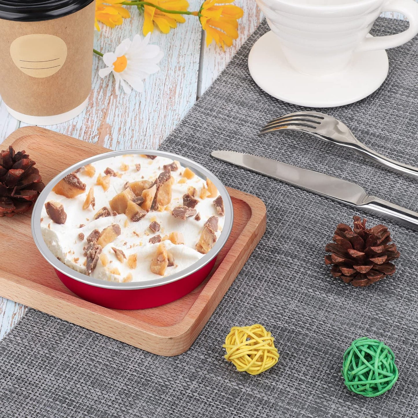 Beasea Mini Pie Pans with Lids, 120 Pack 4 Inch 8oz Disposable Mini Cake Pans Creme Brulee Aluminum Foil Pie Tart Ramekins Tins Silver Small Individual Round Containers Oven Safe for Baking