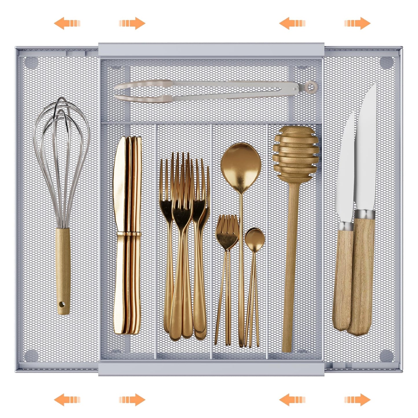 Sedegn mesh silverware tray for drawer: 5 Compartments for Easy Sorting