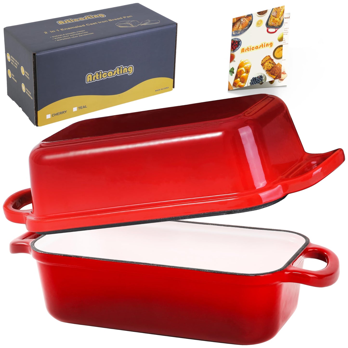 Articasting Cast Iron Loaf Pan with Lid, 9x5 Loaf Pans for Homemade Bread