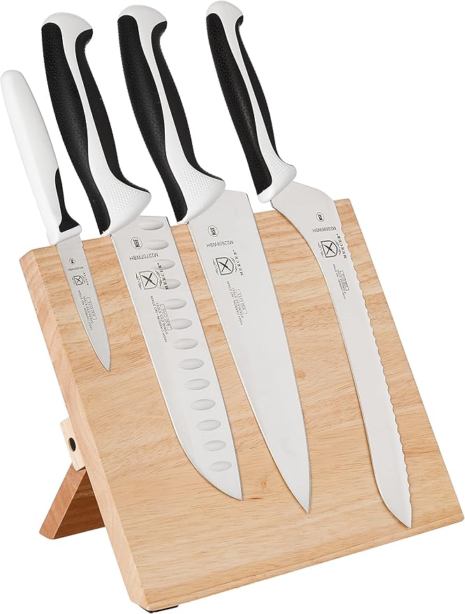 Mercer Culinary Millennia Colors 5-Piece Magnetic Board Set with Blue Handles, Bamboo, 16 x 8 x 18 inches