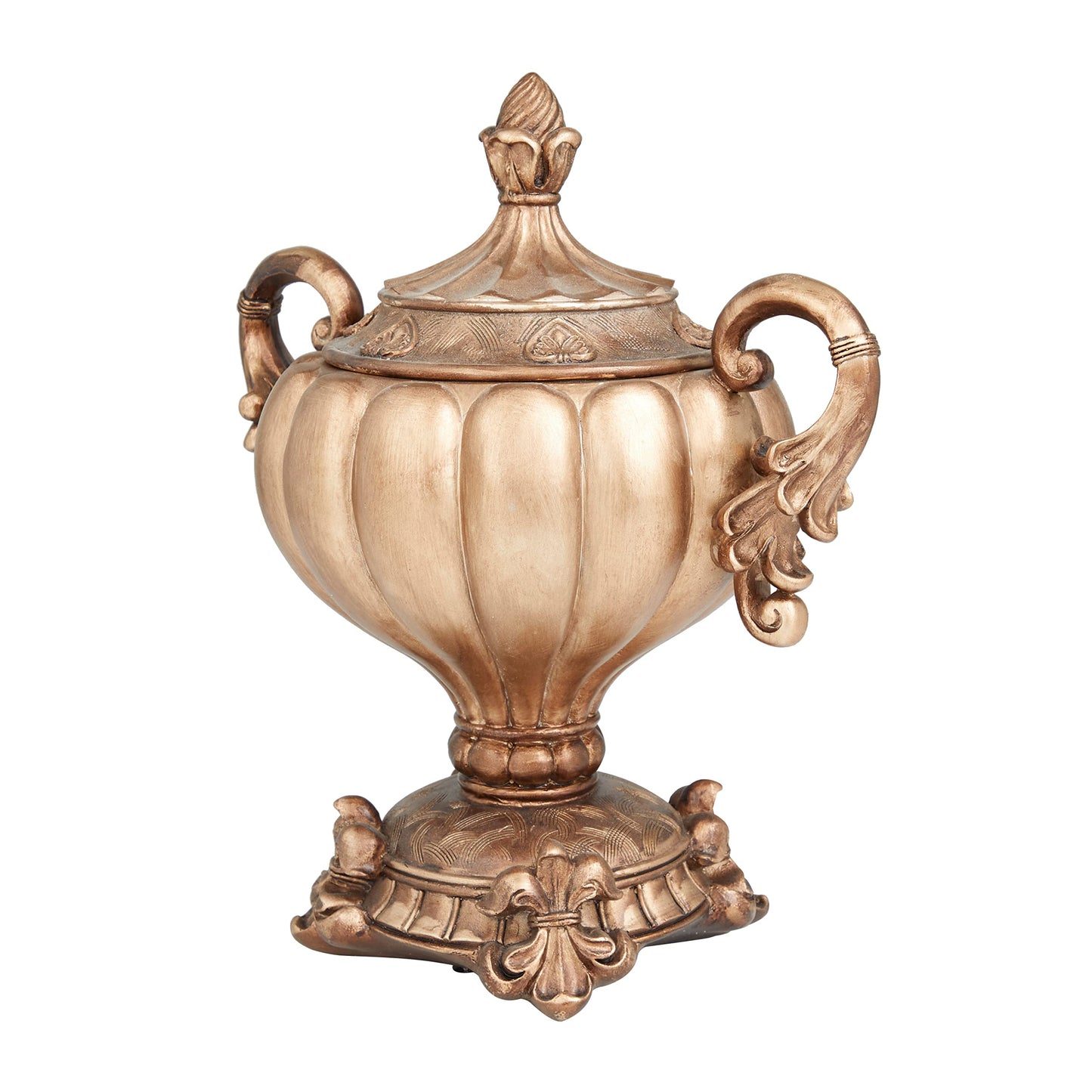 Deco 79 Polystone Solid Decorative Jars, 12" x 8" x 13", Bronze