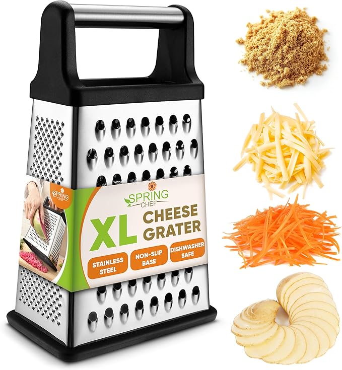 Spring Chef Stainless Steel XL Cheese Grater for Kitchen, Sapphire