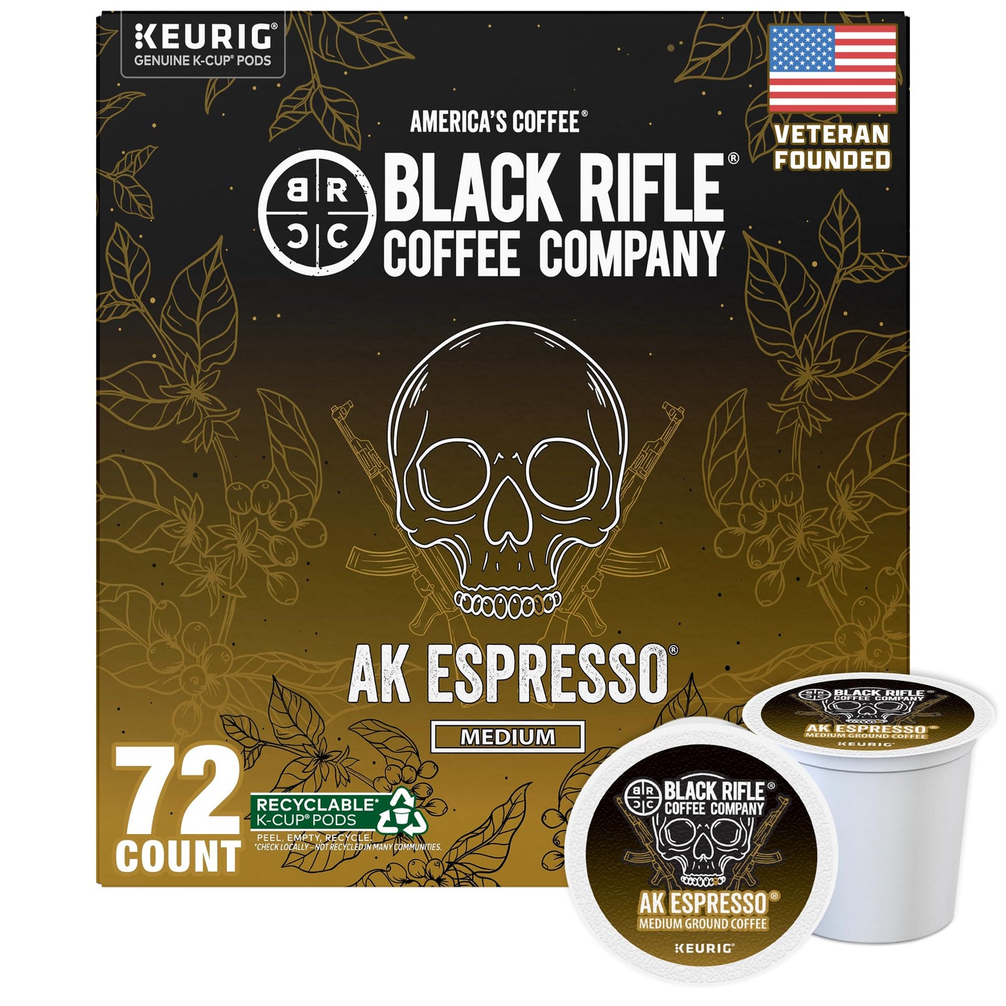 Black Rifle Coffee Medium Roast K Cup Coffee AK Espresso 50 Count