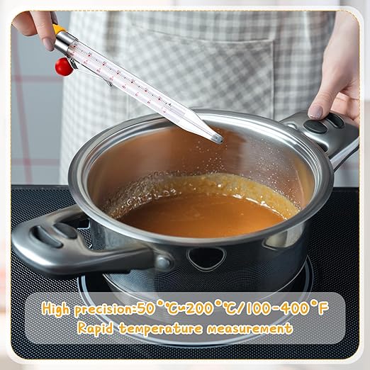Photect 1 Pcs Candy Thermometer with Pot Clip 8", Yellow
