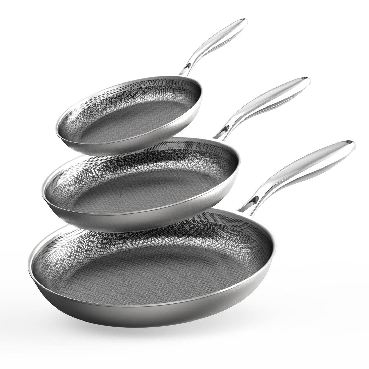 COOKER KING 3pc Hybrid Nonstick Frying Pans Set, 8, 10 & 12" Pans