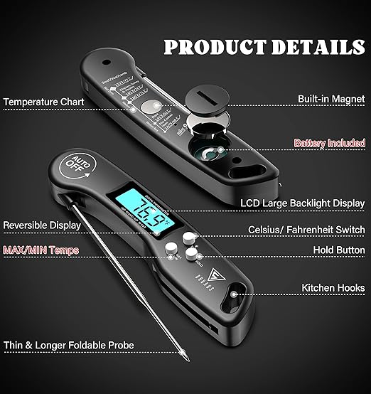DOQAUS Digital Meat Thermometer, Instant Read Food Thermometer for Cooking