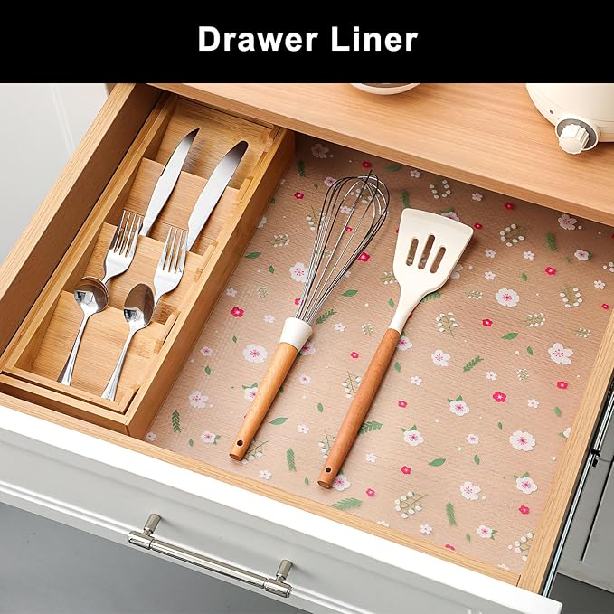 Cooyes Shelf Liner – Premium Non-Adhesive Cabinet & Drawer Liner for Kitchen – Waterproof Shelf Paper with Modern Pattern – Durable EVA Cabinet Mat – Easy to Cut （12" W x 120" L）