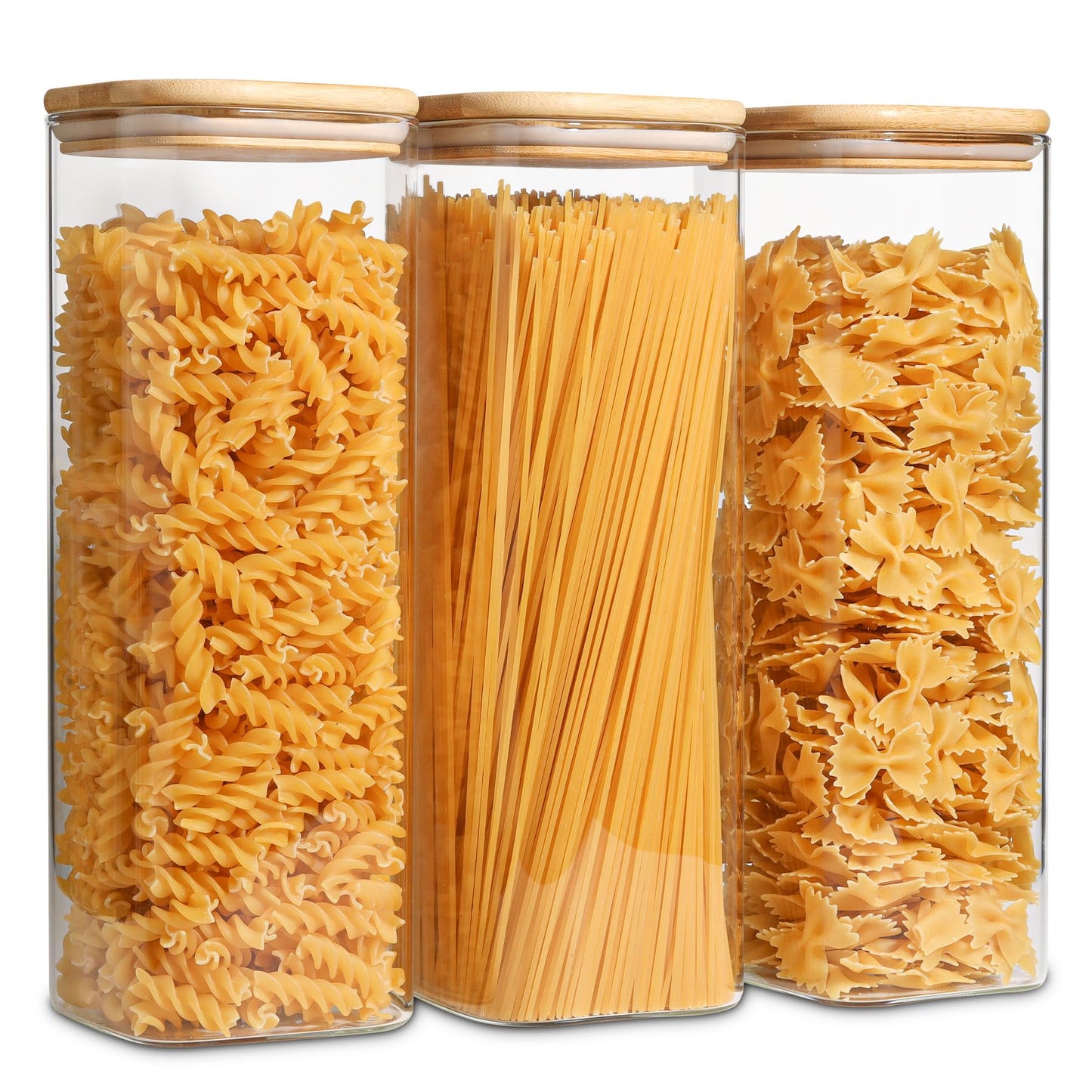 ComSaf Square Glass Containers with Lids 0.6 Qt, Set of 6 Small Glass Jars