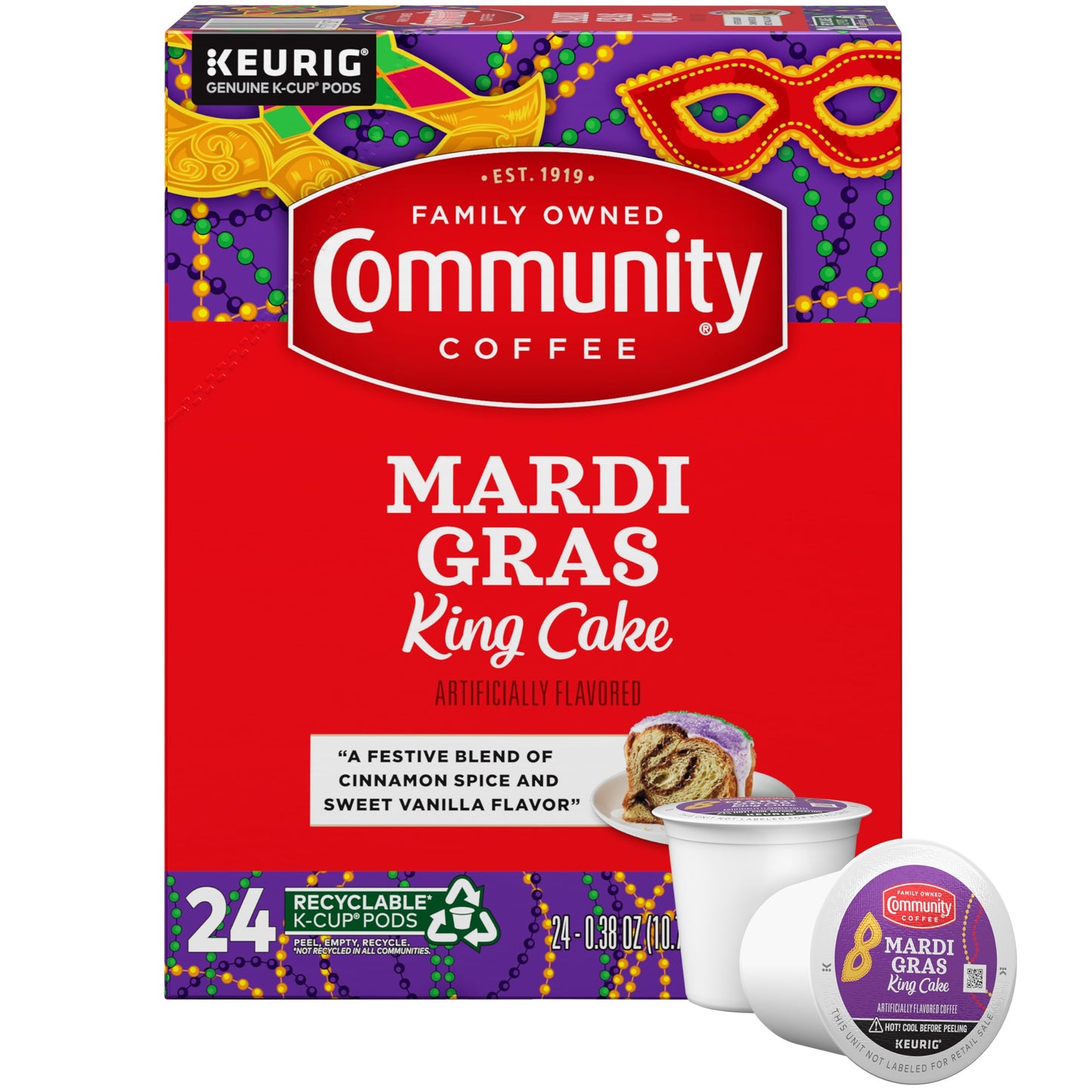 Community Coffee Grandma's Sugar Cookie Keurig K-Cup Pods, Limited Edition Holiday Flavor, Natural Ingredients, 10 Count (Pack of 6)